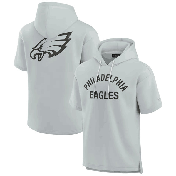 Men's Philadelphia Eagles Gray Super Soft Fleece Short Sleeve Hoodie
